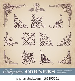 Calligraphic corners and decorative elements