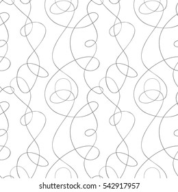 calligraphic curved lines pattern. Vector seamless background