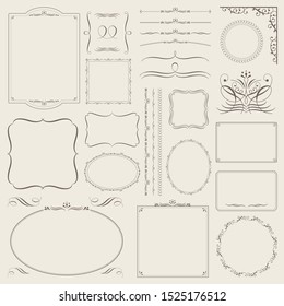 calligraphic decorative borders and decorative borders Set