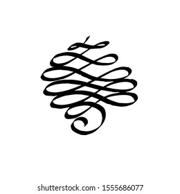 calligraphic decorative contour element with one line. vector