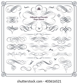 Calligraphic Decorative Design Elements, Vintage Collection Set