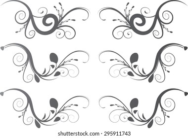 Calligraphic decorative element with line