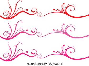 Calligraphic decorative element with line