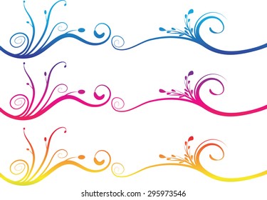 Calligraphic decorative element with line