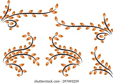 Calligraphic decorative element with line