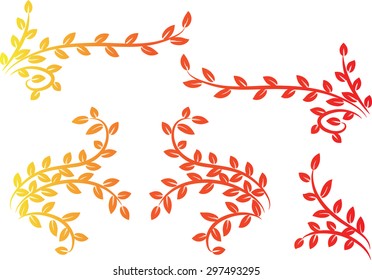 Calligraphic decorative element with line