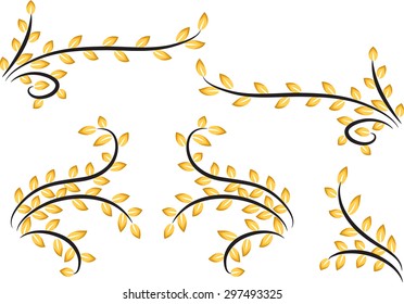 Calligraphic decorative element with line