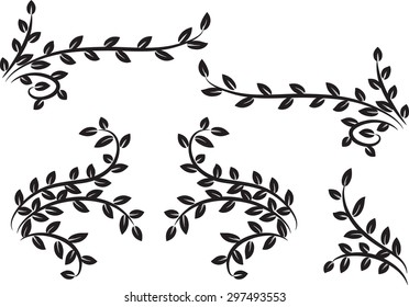 Calligraphic decorative element with line