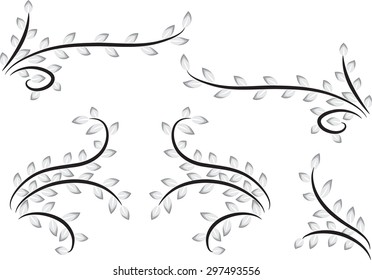 Calligraphic decorative element with line