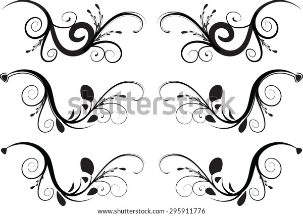 Calligraphic decorative\
element with line