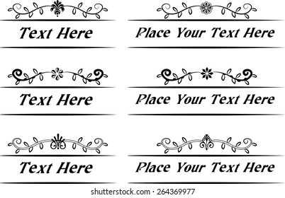 Calligraphic decorative elements with flowers