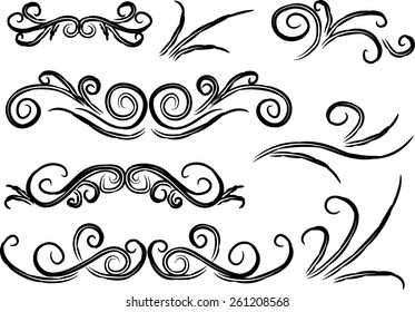 Calligraphic decorative elements with grass 