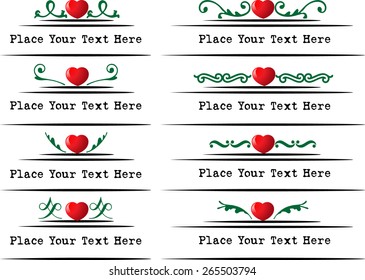 Calligraphic decorative elements with heart shape