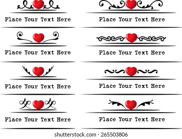 Calligraphic decorative elements with heart shape