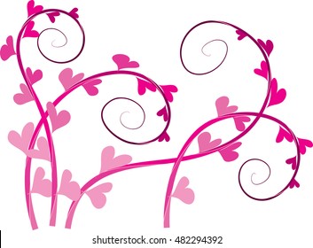 Calligraphic decorative elements with heart shape and lines