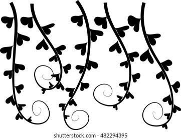 Calligraphic decorative elements with heart shape and lines