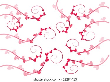 Calligraphic decorative elements with heart shape and lines