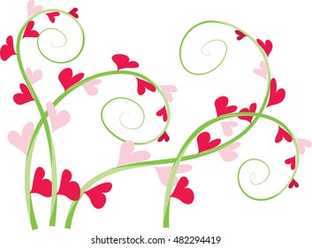Calligraphic decorative elements with heart shape and lines