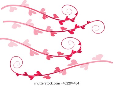 Calligraphic decorative elements with heart shape and lines