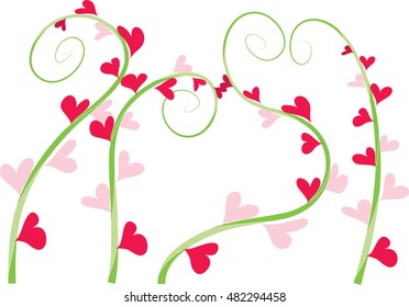 Calligraphic decorative elements with heart shape and lines