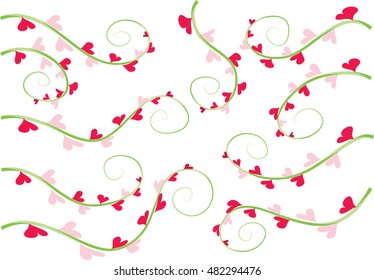 Calligraphic decorative elements with heart shape and lines