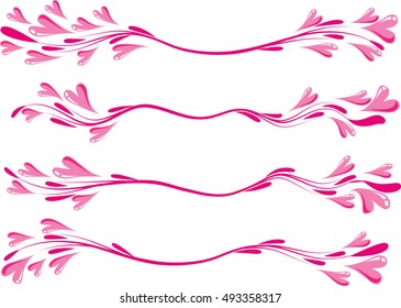 Calligraphic decorative elements with heart shape lines