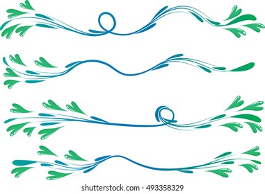 Calligraphic decorative elements with heart shape lines