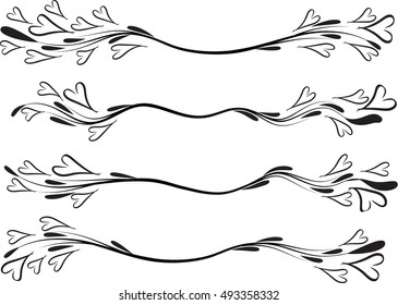 Calligraphic decorative elements with heart shape lines