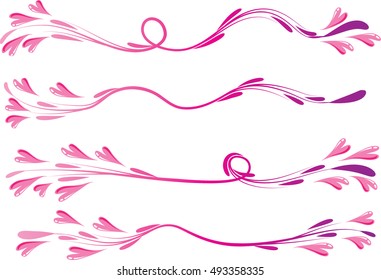 Calligraphic decorative elements with heart shape lines