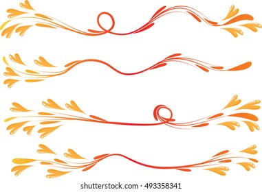 Calligraphic decorative elements with heart shape lines
