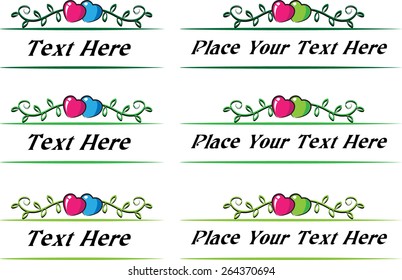 Calligraphic decorative elements with heart shapes