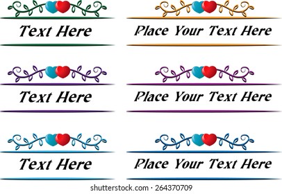 Calligraphic decorative elements with heart shapes