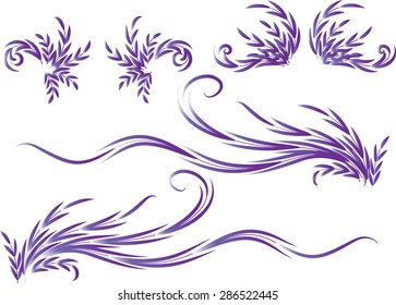 Calligraphic decorative elements with line