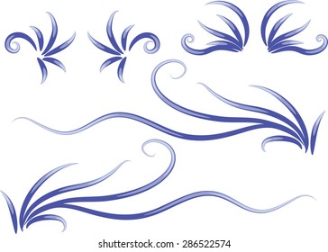 Calligraphic decorative elements with line