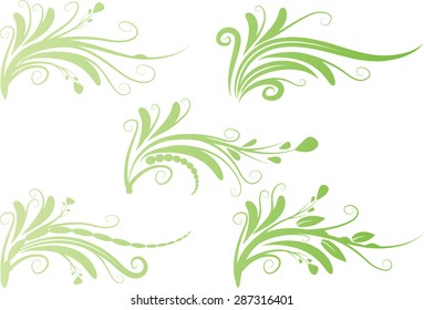 Calligraphic decorative elements with line