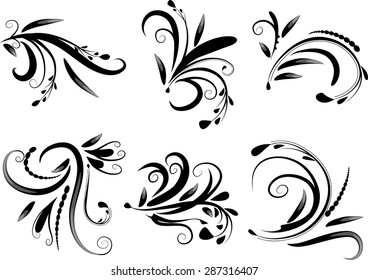 Calligraphic decorative elements with line