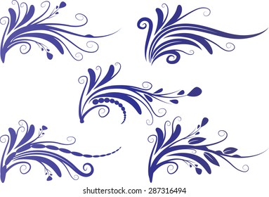 Calligraphic decorative elements with line