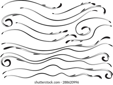Calligraphic decorative elements with line
