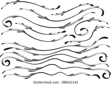 Calligraphic decorative elements with line