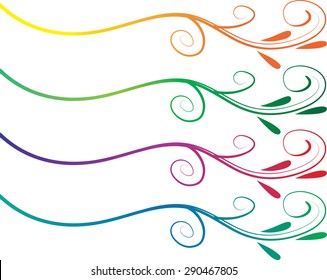 Calligraphic decorative elements with line