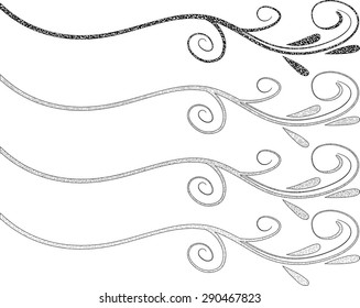Calligraphic decorative elements with line