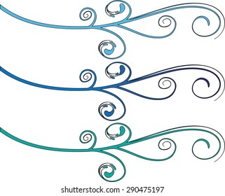 Calligraphic decorative elements with line