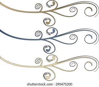 Calligraphic decorative elements with line