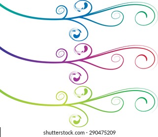 Calligraphic decorative elements with line