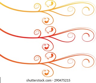 Calligraphic decorative elements with line