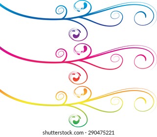 Calligraphic decorative elements with line