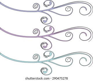 Calligraphic decorative elements with line