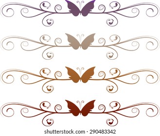 Calligraphic decorative elements with line