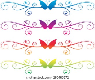 Calligraphic decorative elements with line