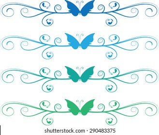Calligraphic decorative elements with line